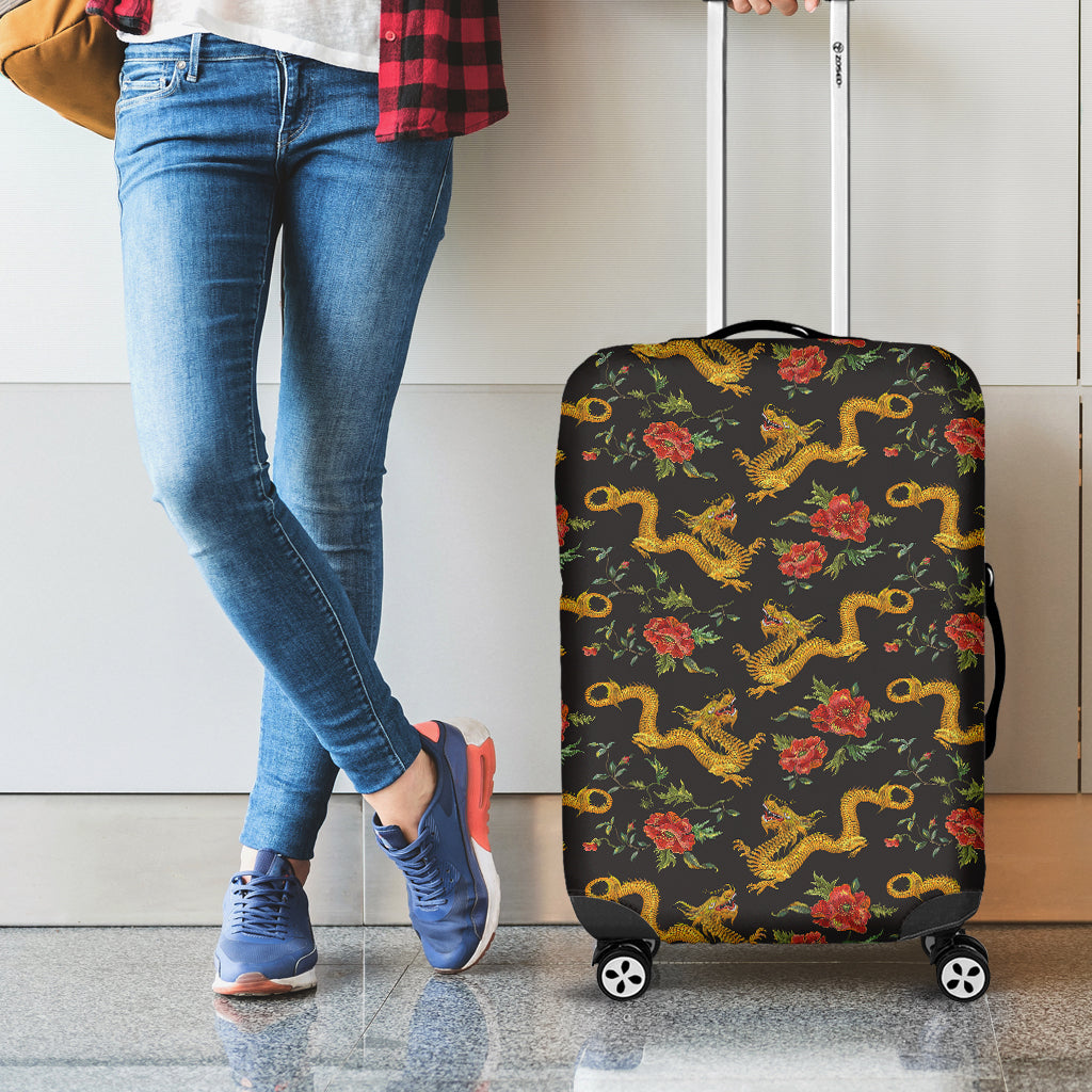 Embroidery Chinese Dragon Pattern Print Luggage Cover