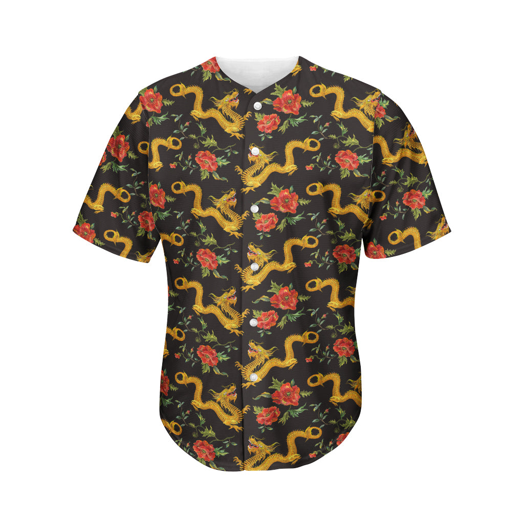 Embroidery Chinese Dragon Pattern Print Men's Baseball Jersey