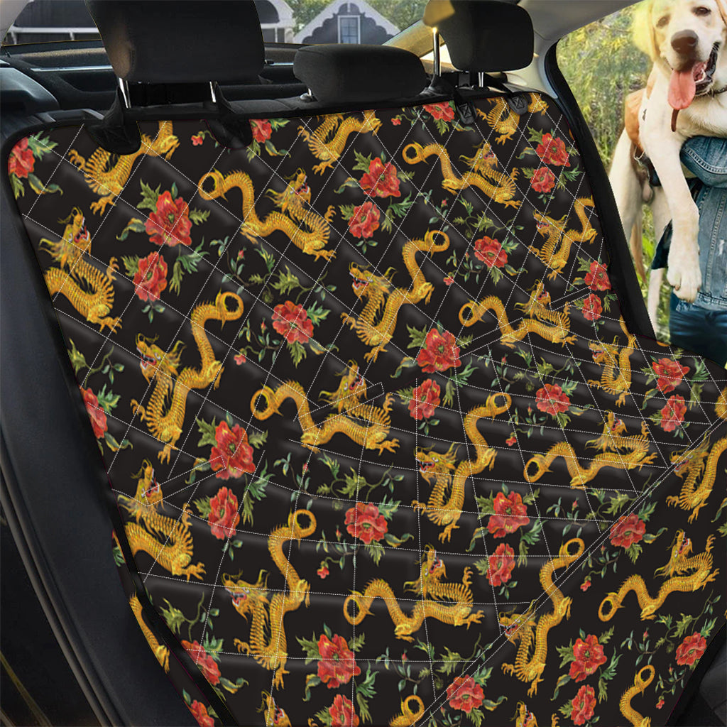 Embroidery Chinese Dragon Pattern Print Pet Car Back Seat Cover