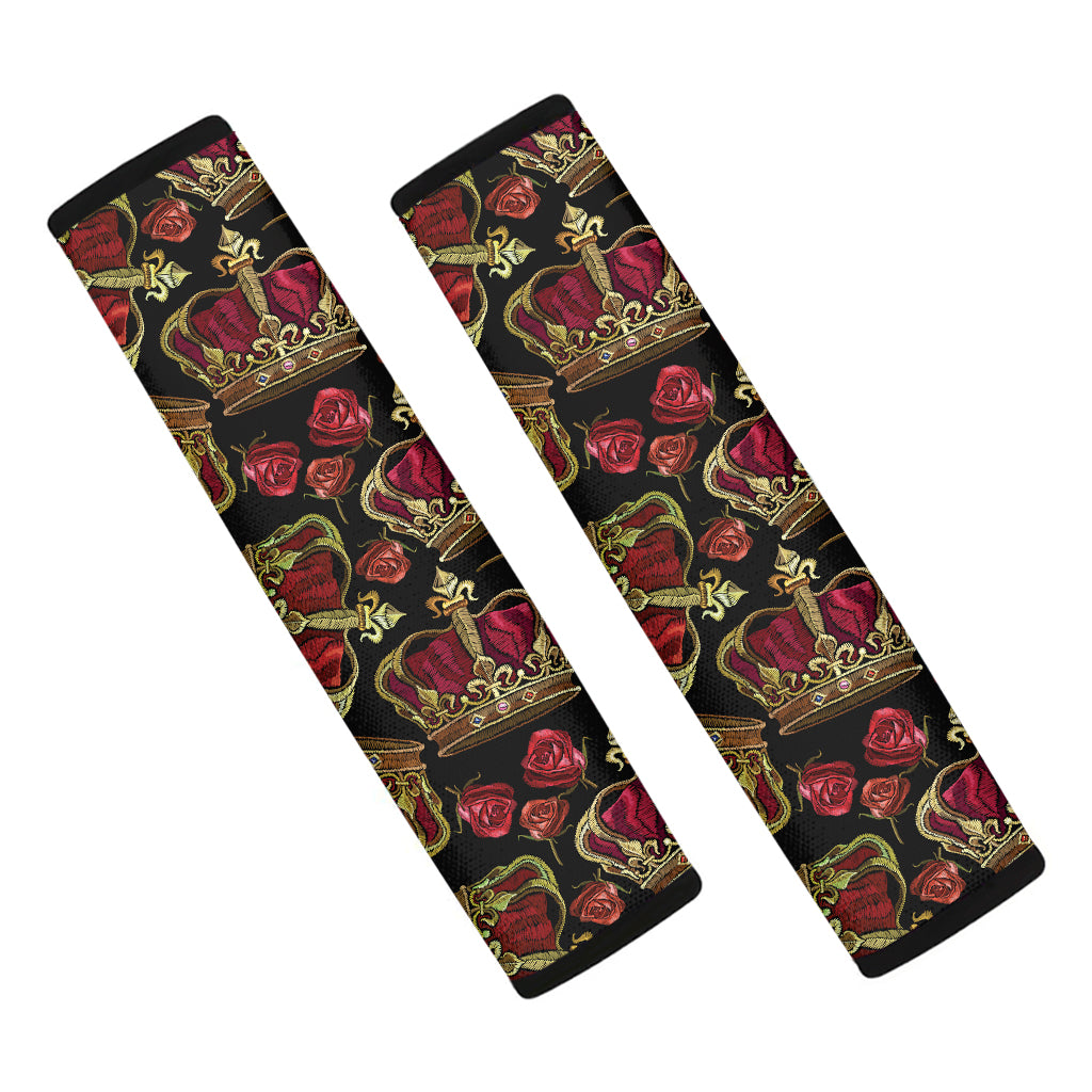 Embroidery Crown Pattern Print Car Seat Belt Covers