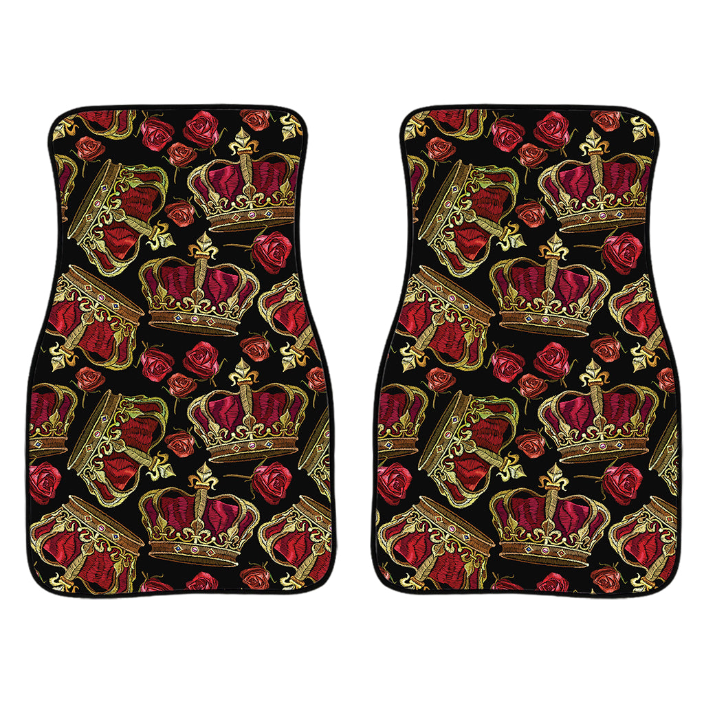 Embroidery Crown Pattern Print Front Car Floor Mats