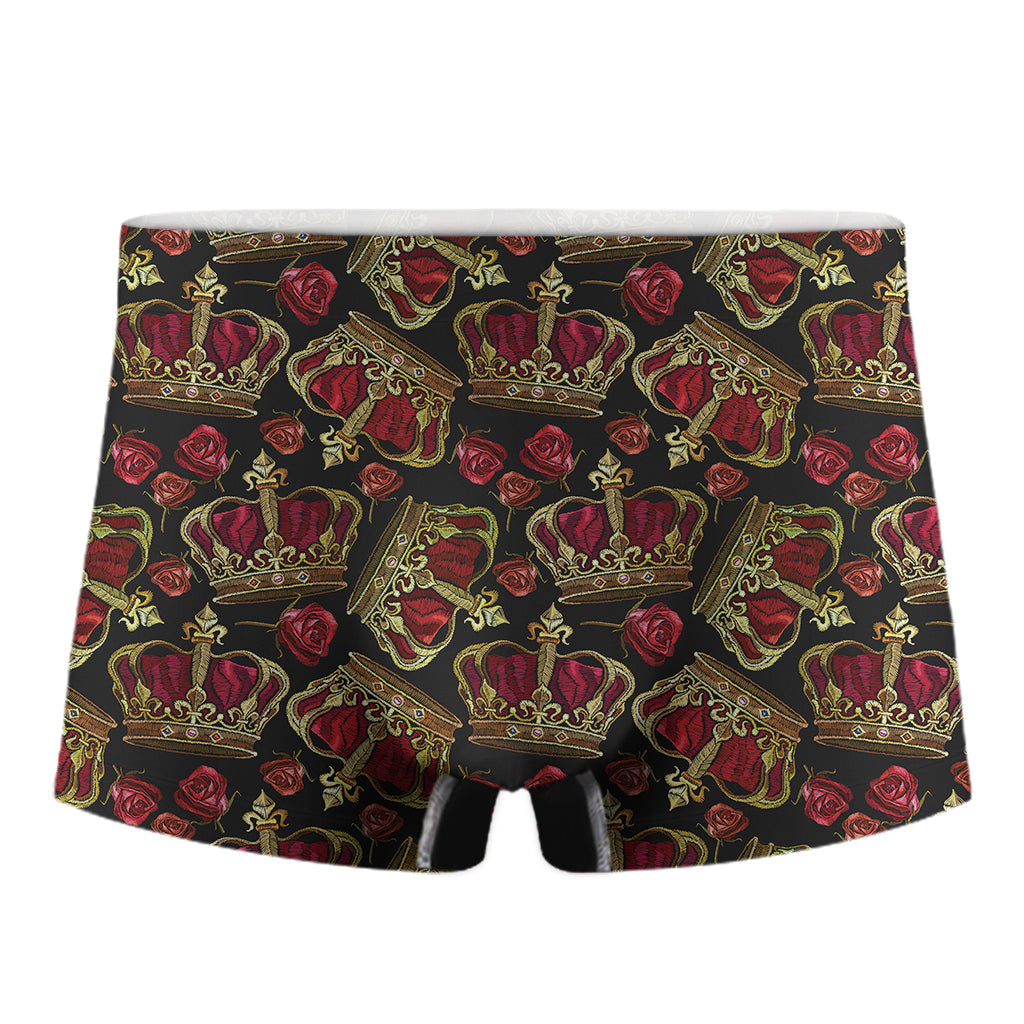 Embroidery Crown Pattern Print Men's Boxer Briefs