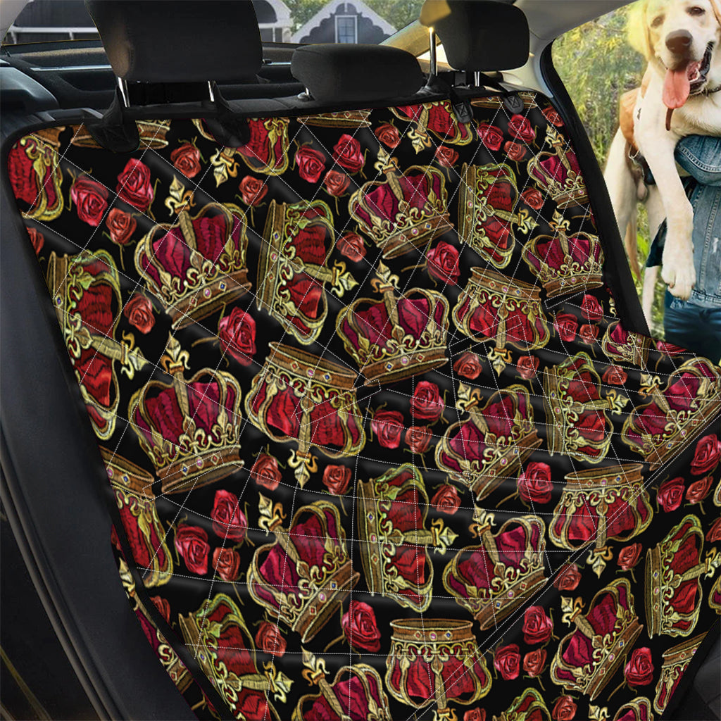 Embroidery Crown Pattern Print Pet Car Back Seat Cover