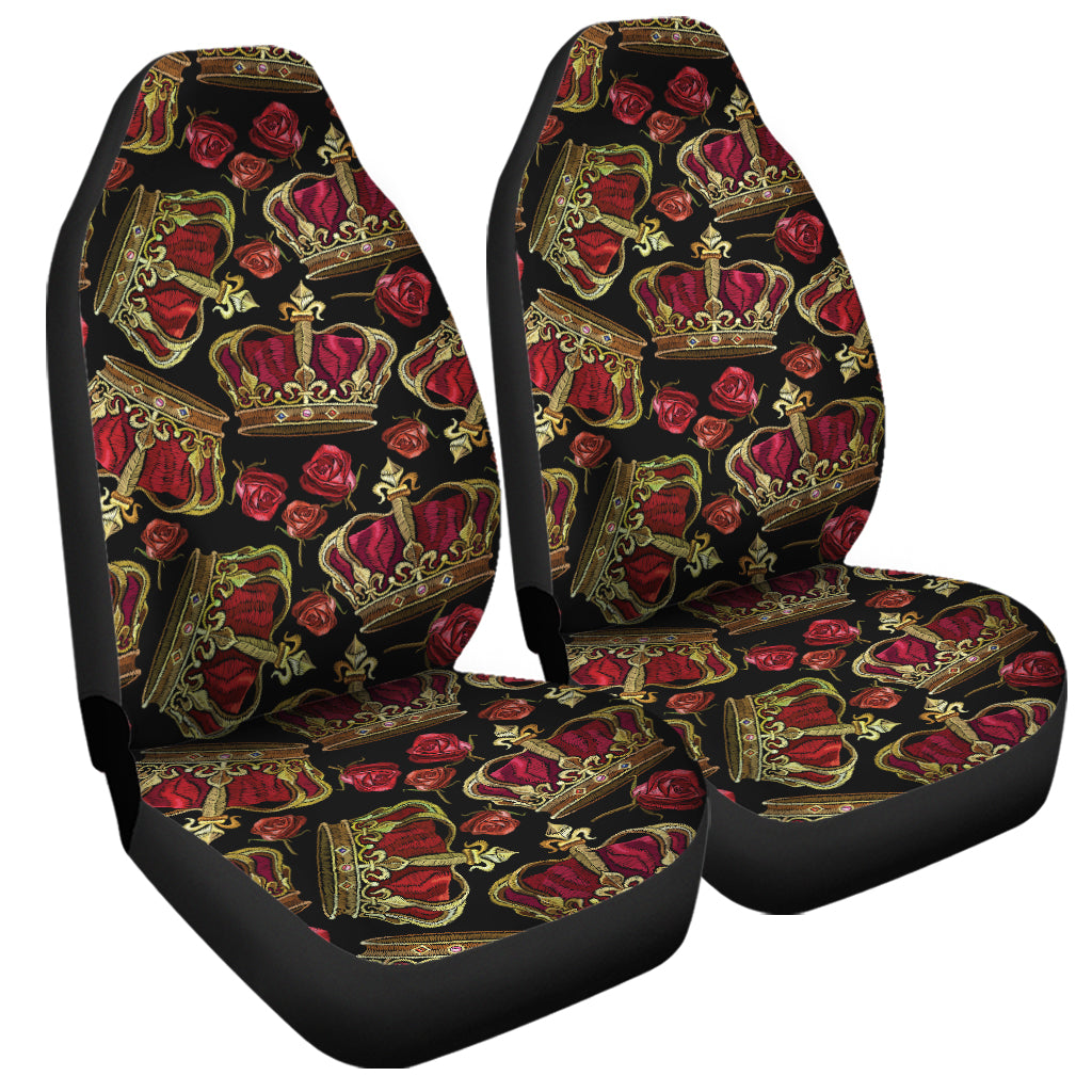 Embroidery Crown Pattern Print Universal Fit Car Seat Covers