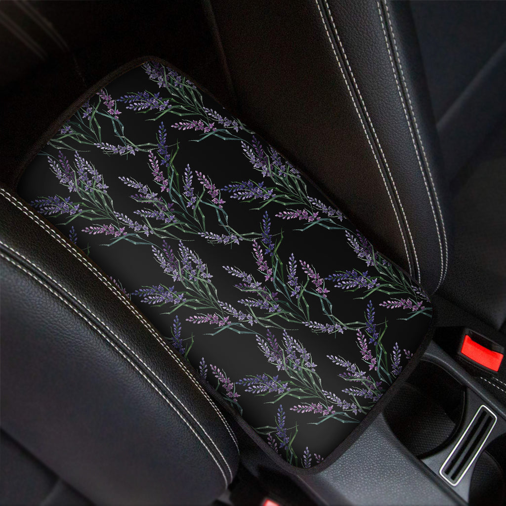 Embroidery Lavender Pattern Print Car Center Console Cover