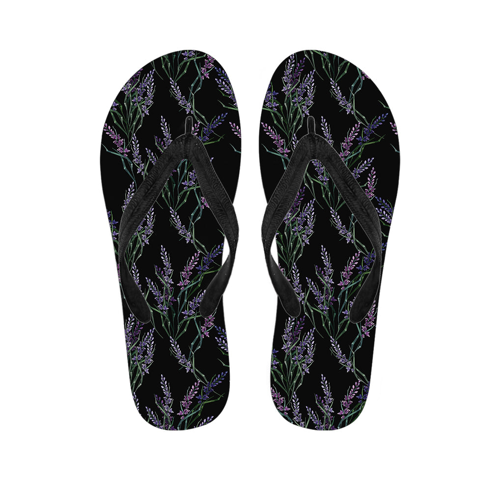 Embroidery Lavender Pattern Print Flip Flops