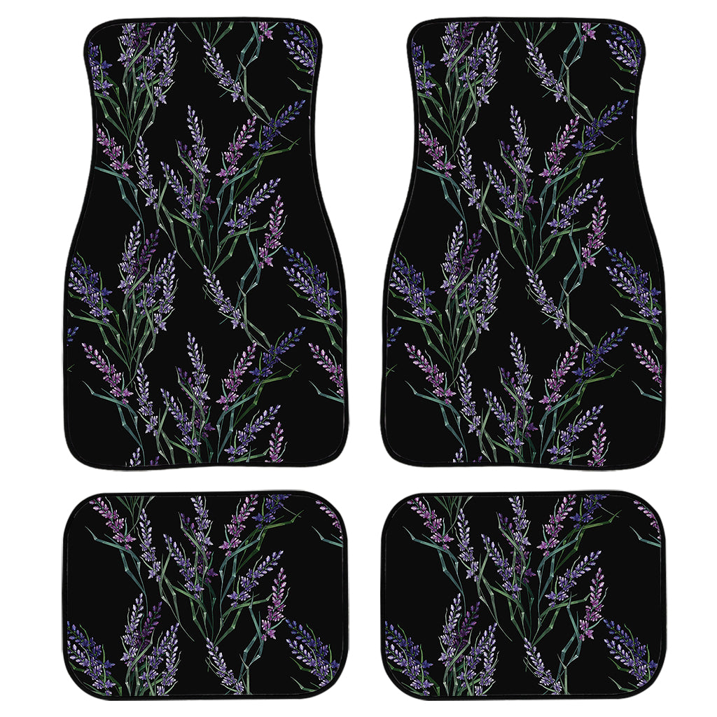 Embroidery Lavender Pattern Print Front and Back Car Floor Mats