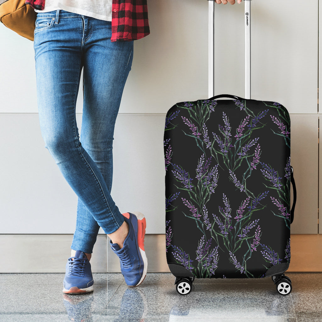 Embroidery Lavender Pattern Print Luggage Cover