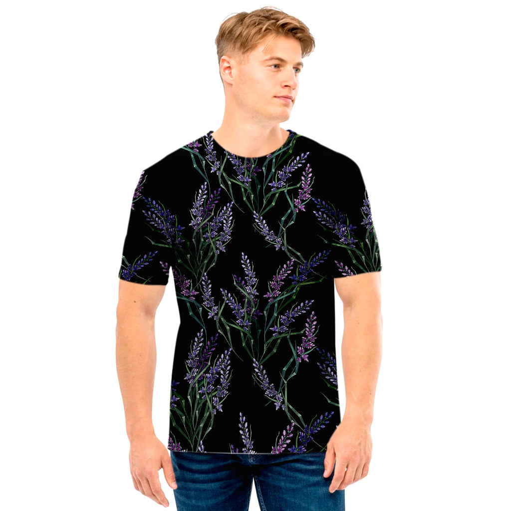 Embroidery Lavender Pattern Print Men's T-Shirt