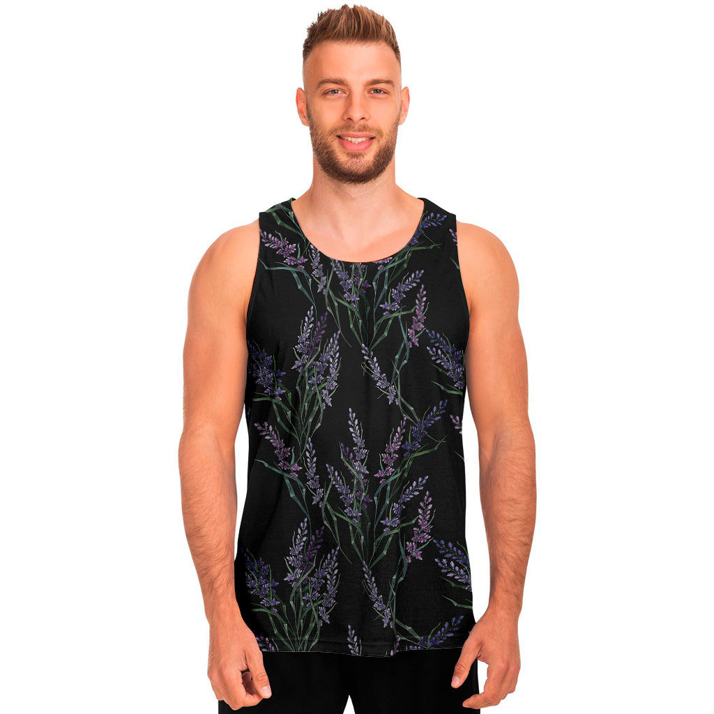 Embroidery Lavender Pattern Print Men's Tank Top