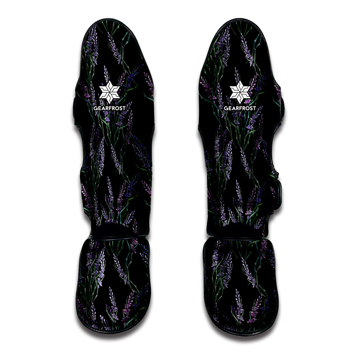 Embroidery Lavender Pattern Print Muay Thai Shin Guards