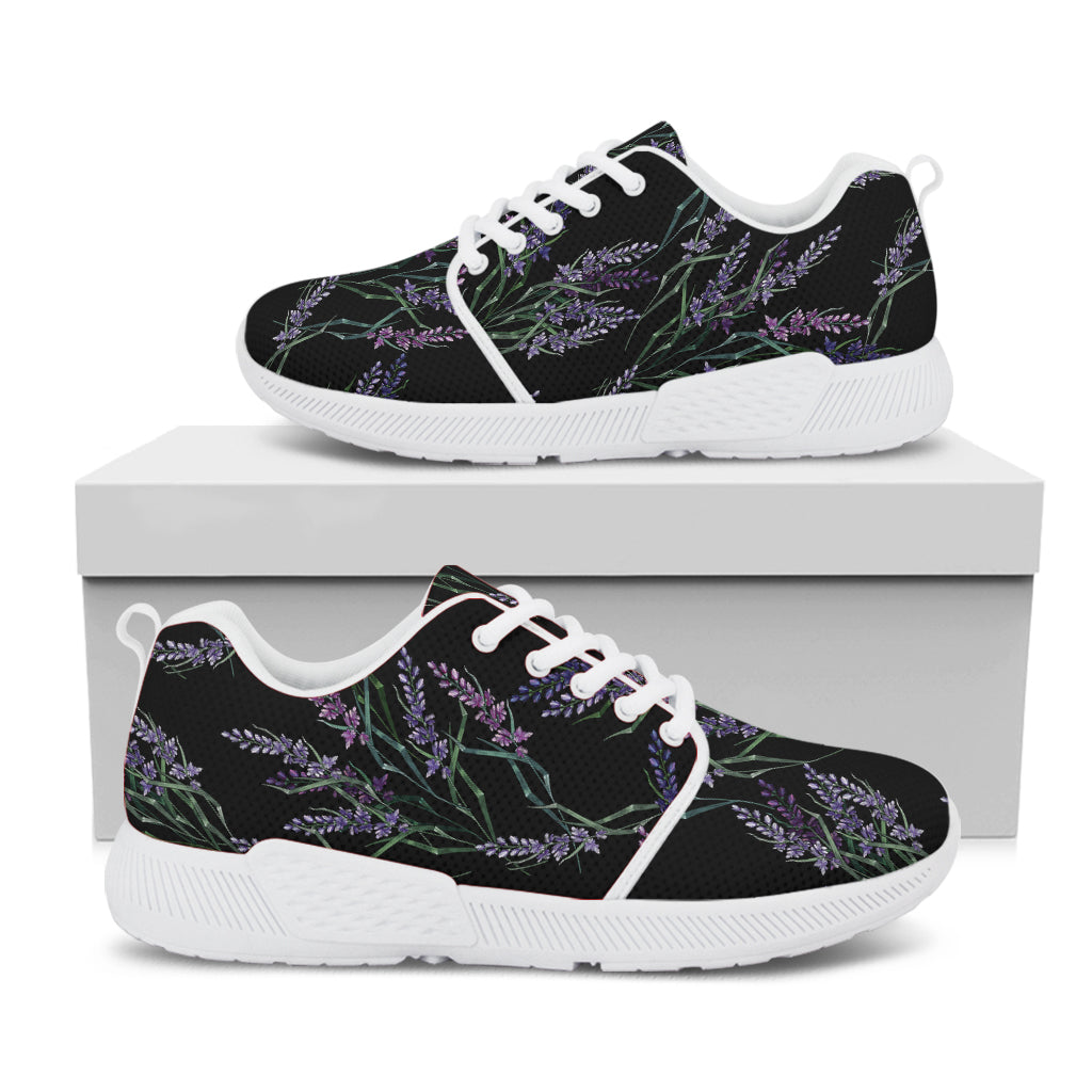 Embroidery Lavender Pattern Print White Athletic Shoes