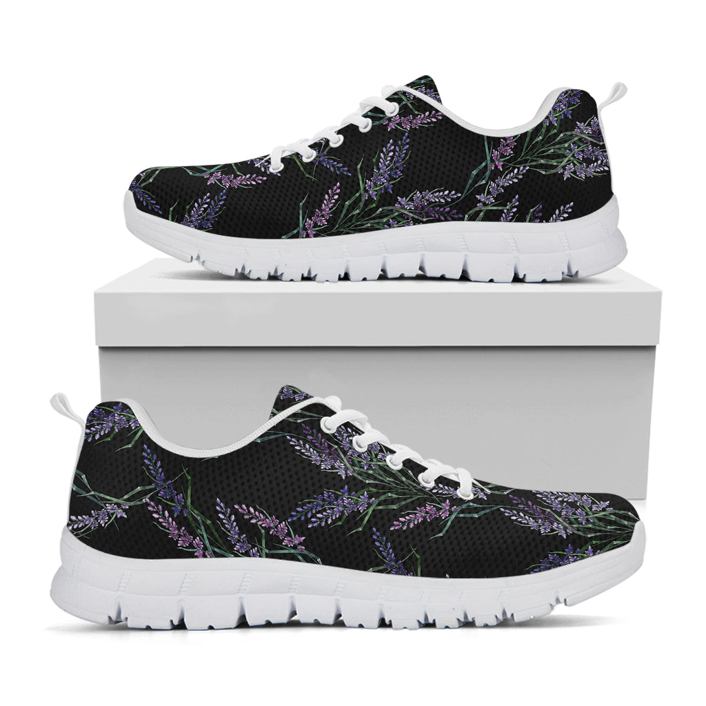 Embroidery Lavender Pattern Print White Sneakers