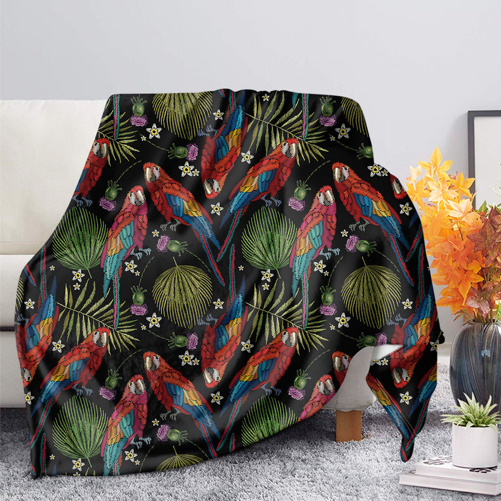 Embroidery Parrot Pattern Print Blanket