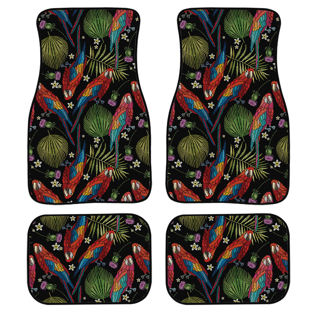 Embroidery Parrot Pattern Print Front and Back Car Floor Mats