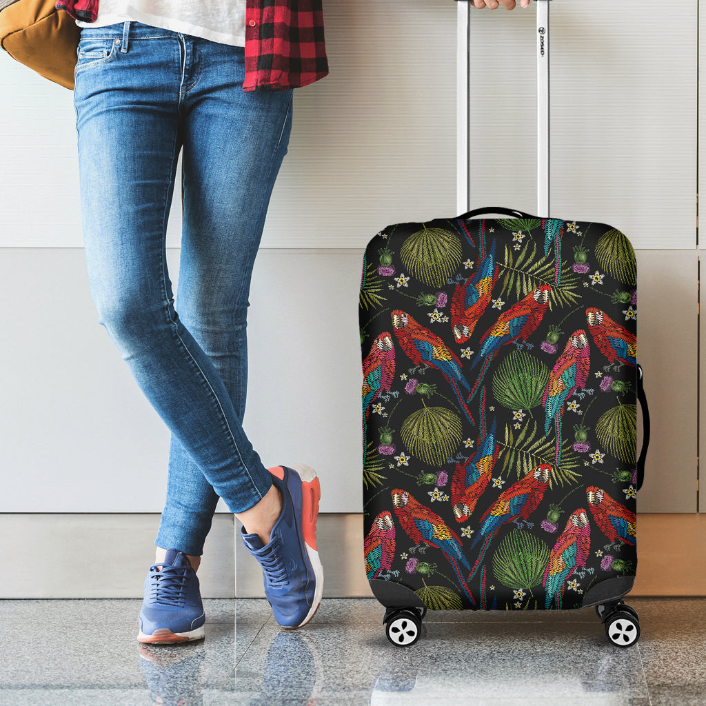 Embroidery Parrot Pattern Print Luggage Cover