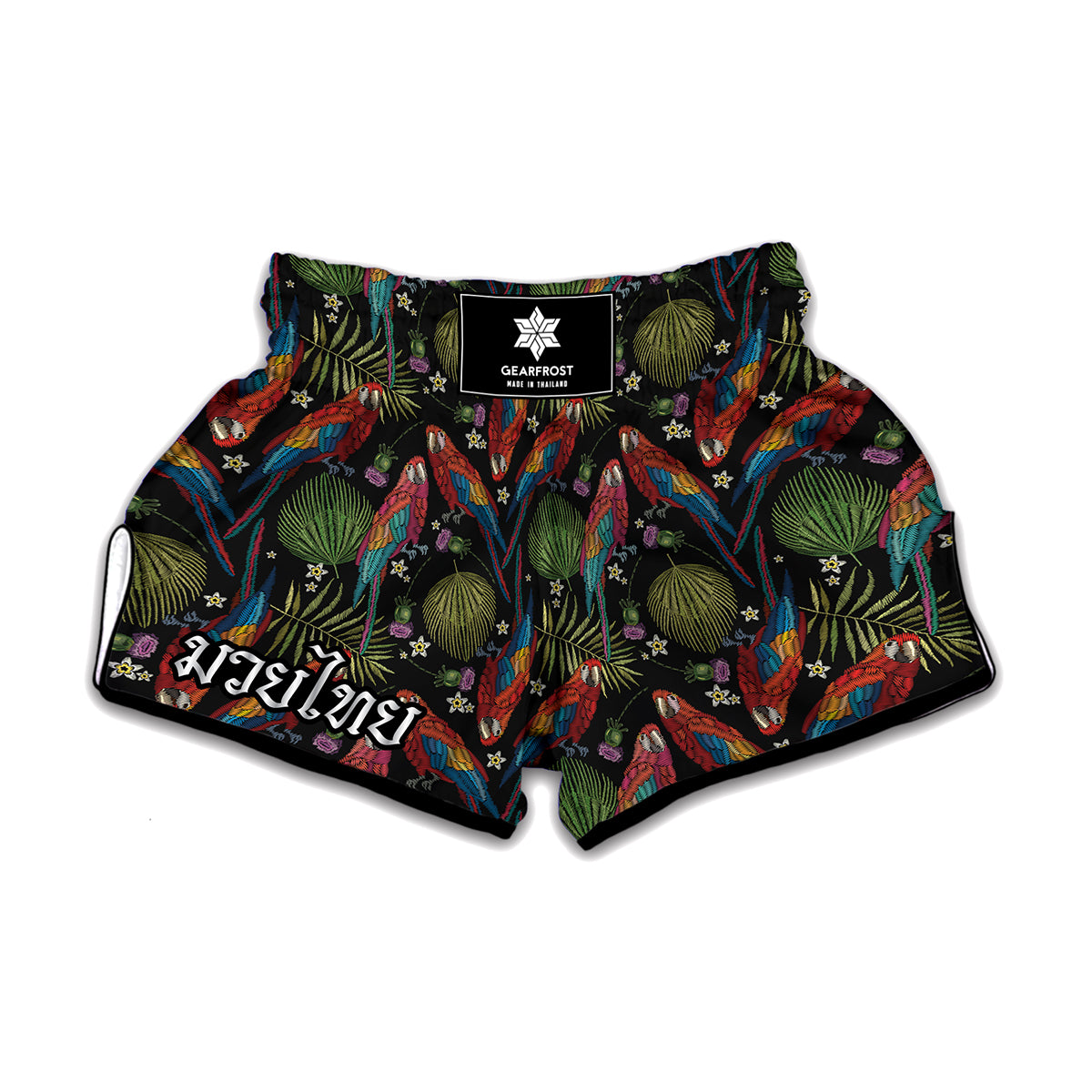 Embroidery Parrot Pattern Print Muay Thai Boxing Shorts