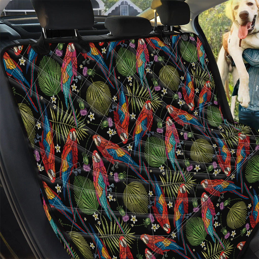 Embroidery Parrot Pattern Print Pet Car Back Seat Cover