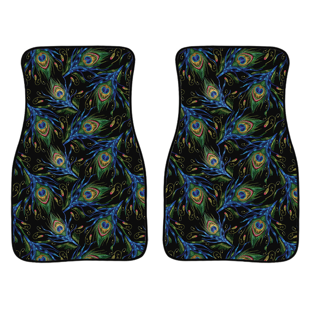 Embroidery Peacock Feather Print Front Car Floor Mats