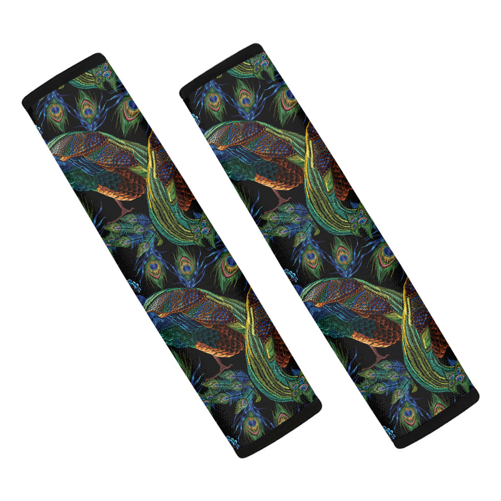 Embroidery Peacock Pattern Print Car Seat Belt Covers