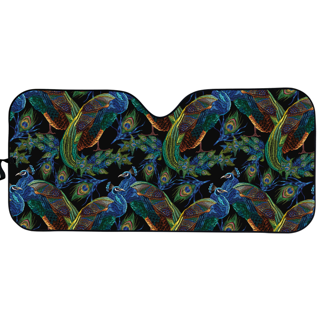 Embroidery Peacock Pattern Print Car Sun Shade