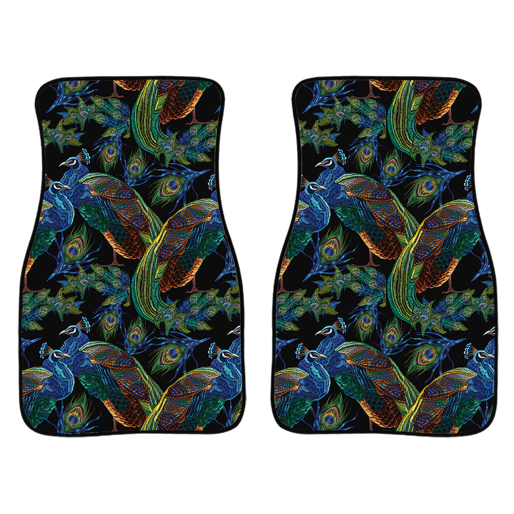 Embroidery Peacock Pattern Print Front Car Floor Mats