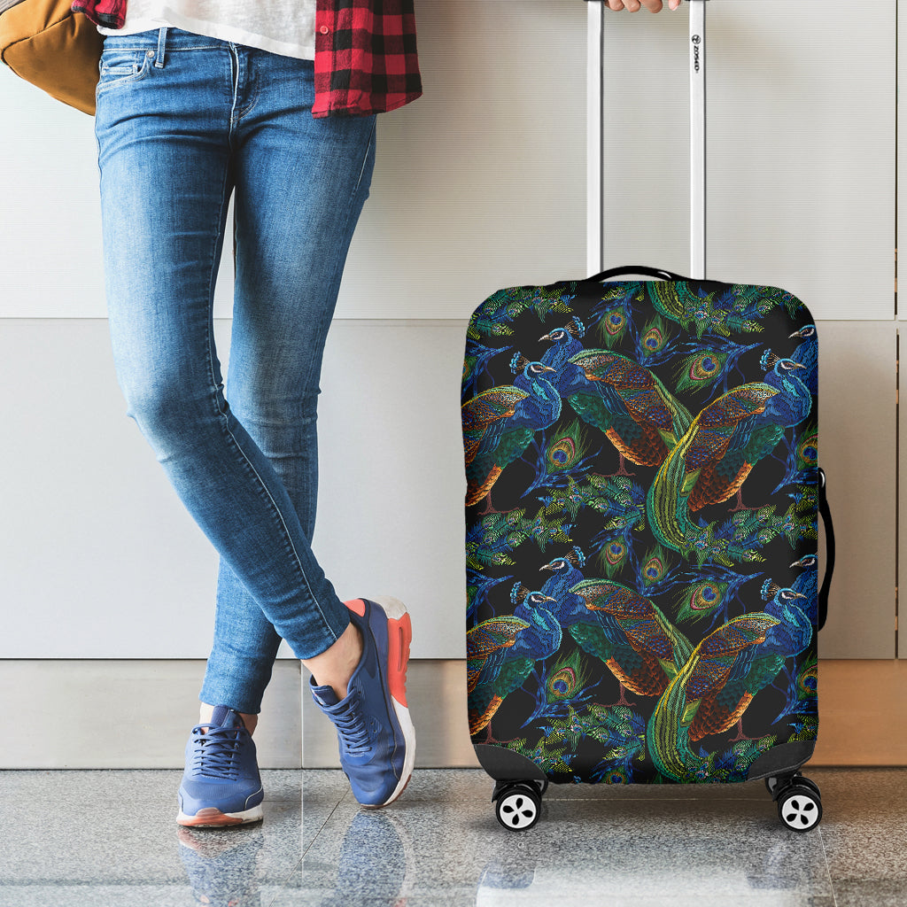 Embroidery Peacock Pattern Print Luggage Cover