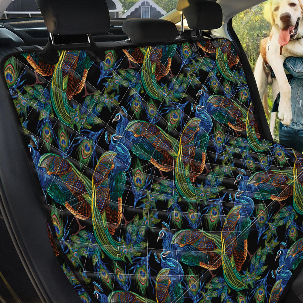 Embroidery Peacock Pattern Print Pet Car Back Seat Cover