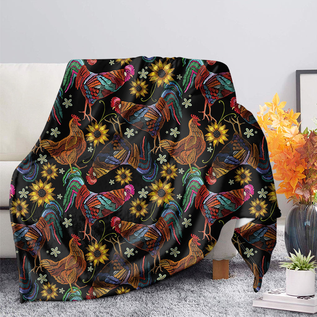 Embroidery Rooster Pattern Print Blanket