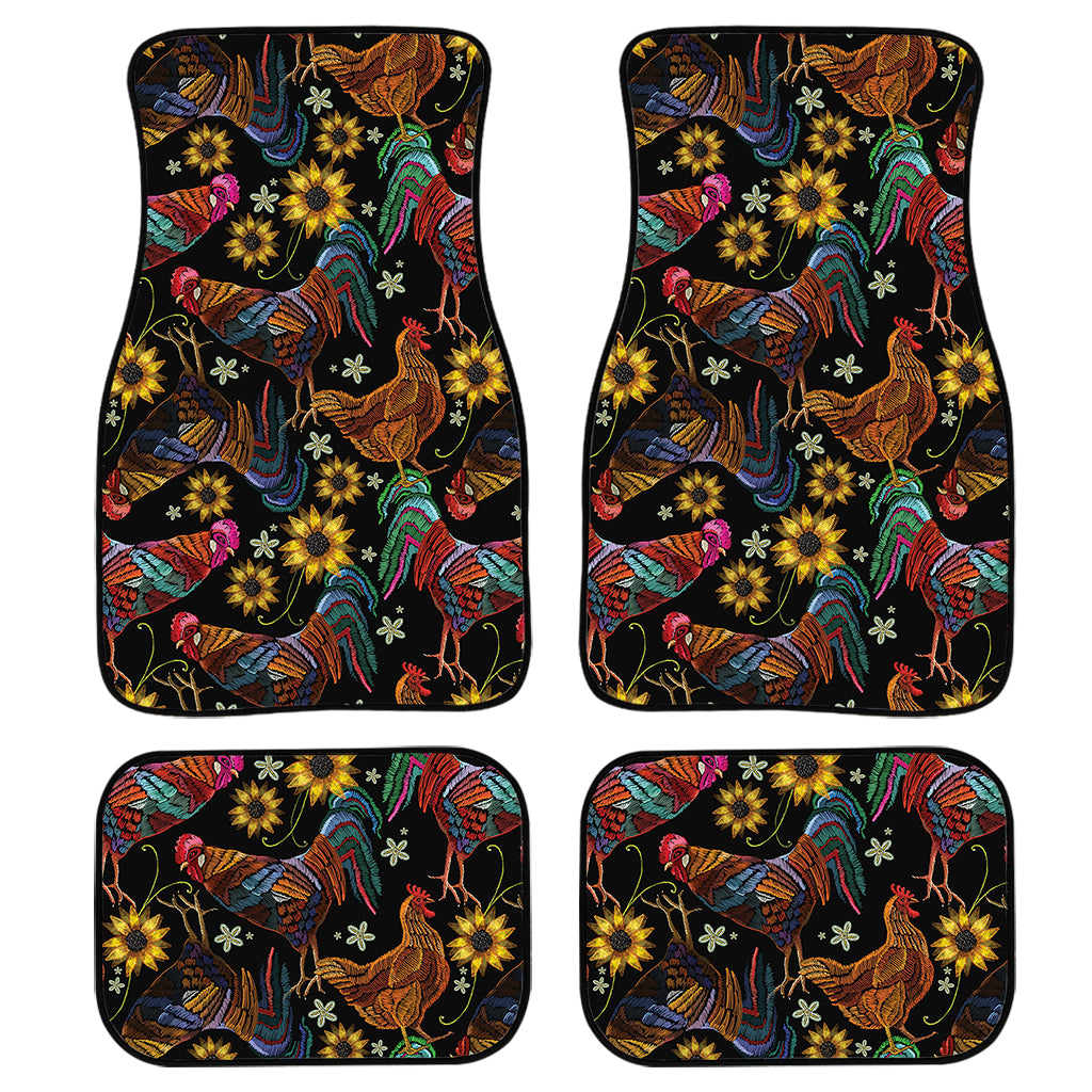 Embroidery Rooster Pattern Print Front and Back Car Floor Mats