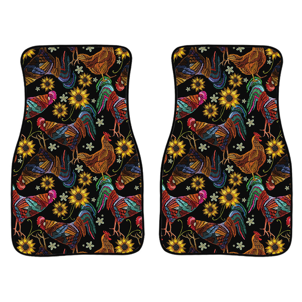 Embroidery Rooster Pattern Print Front Car Floor Mats