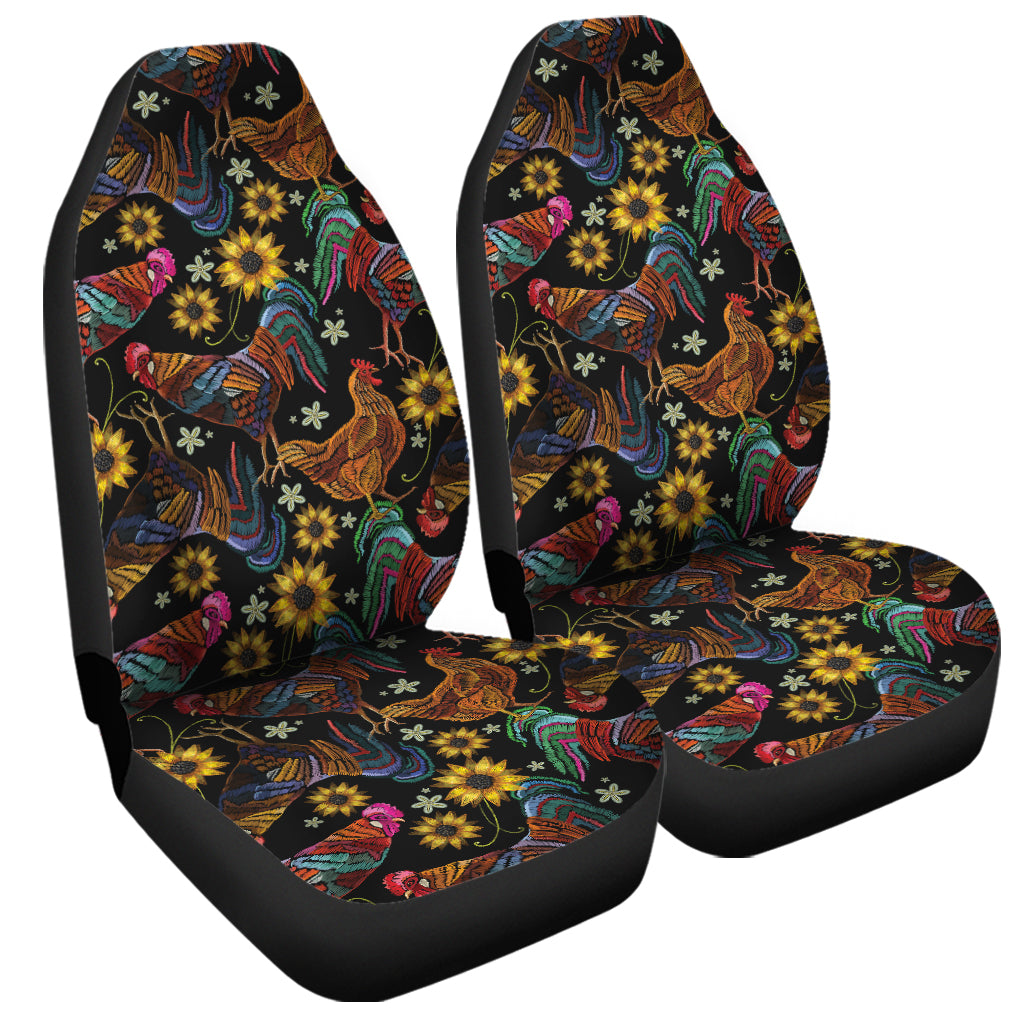 Embroidery Rooster Pattern Print Universal Fit Car Seat Covers