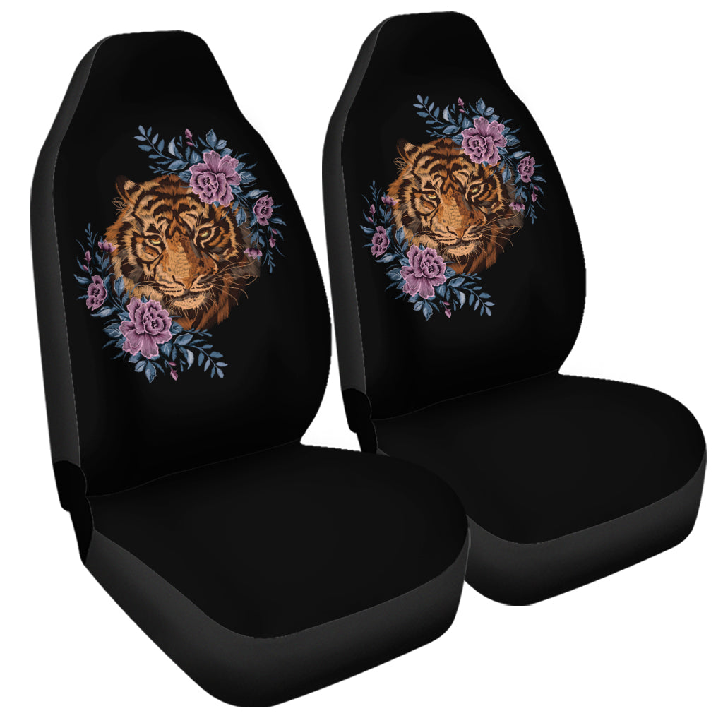 Embroidery Tiger And Flower Print Universal Fit Car Seat Covers