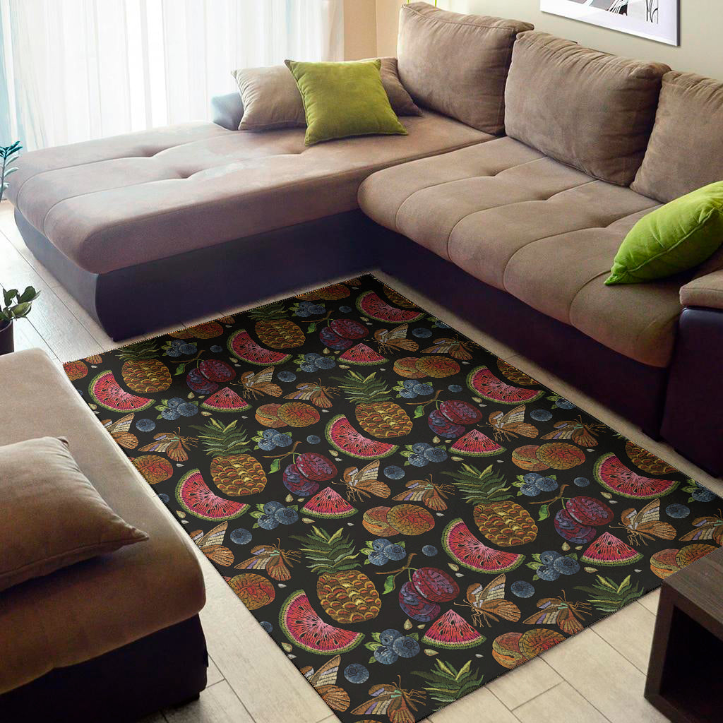 Embroidery Tropical Pattern Print Area Rug