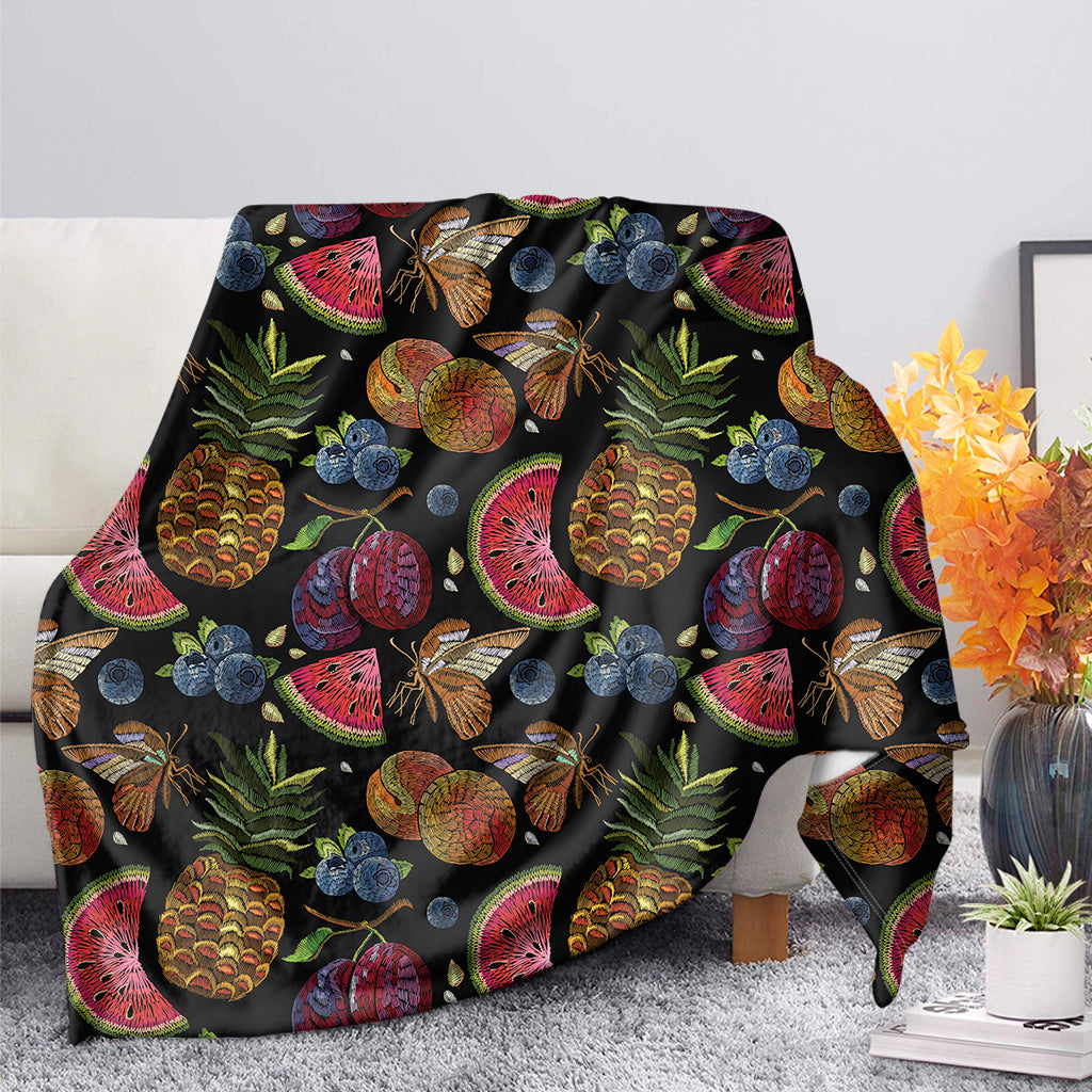 Embroidery Tropical Pattern Print Blanket