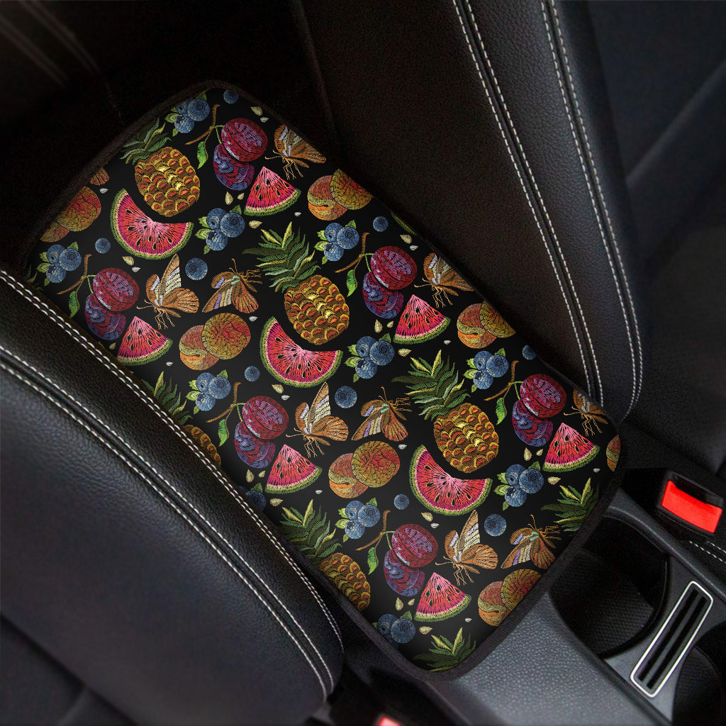 Embroidery Tropical Pattern Print Car Center Console Cover