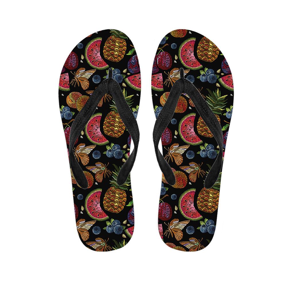 Embroidery Tropical Pattern Print Flip Flops