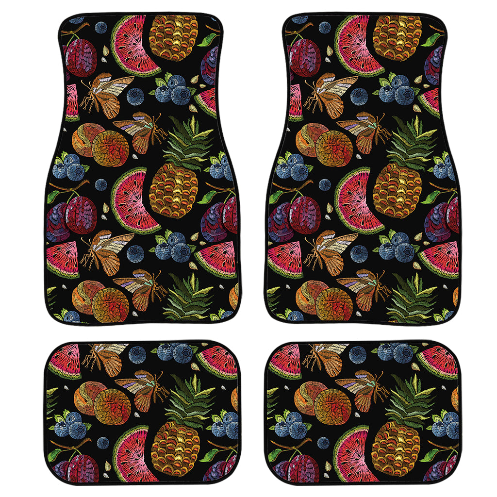 Embroidery Tropical Pattern Print Front and Back Car Floor Mats