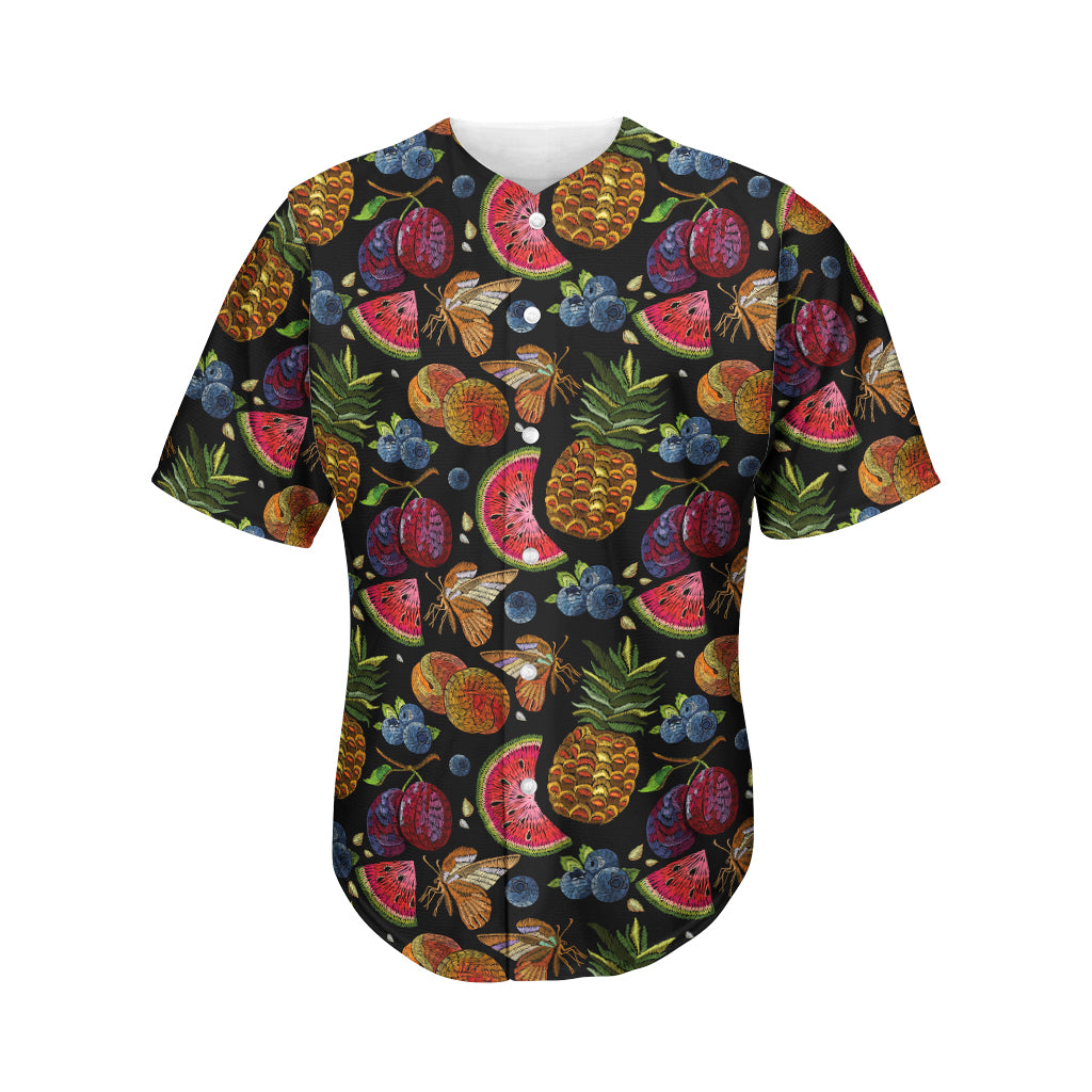 Embroidery Tropical Pattern Print Men's Baseball Jersey