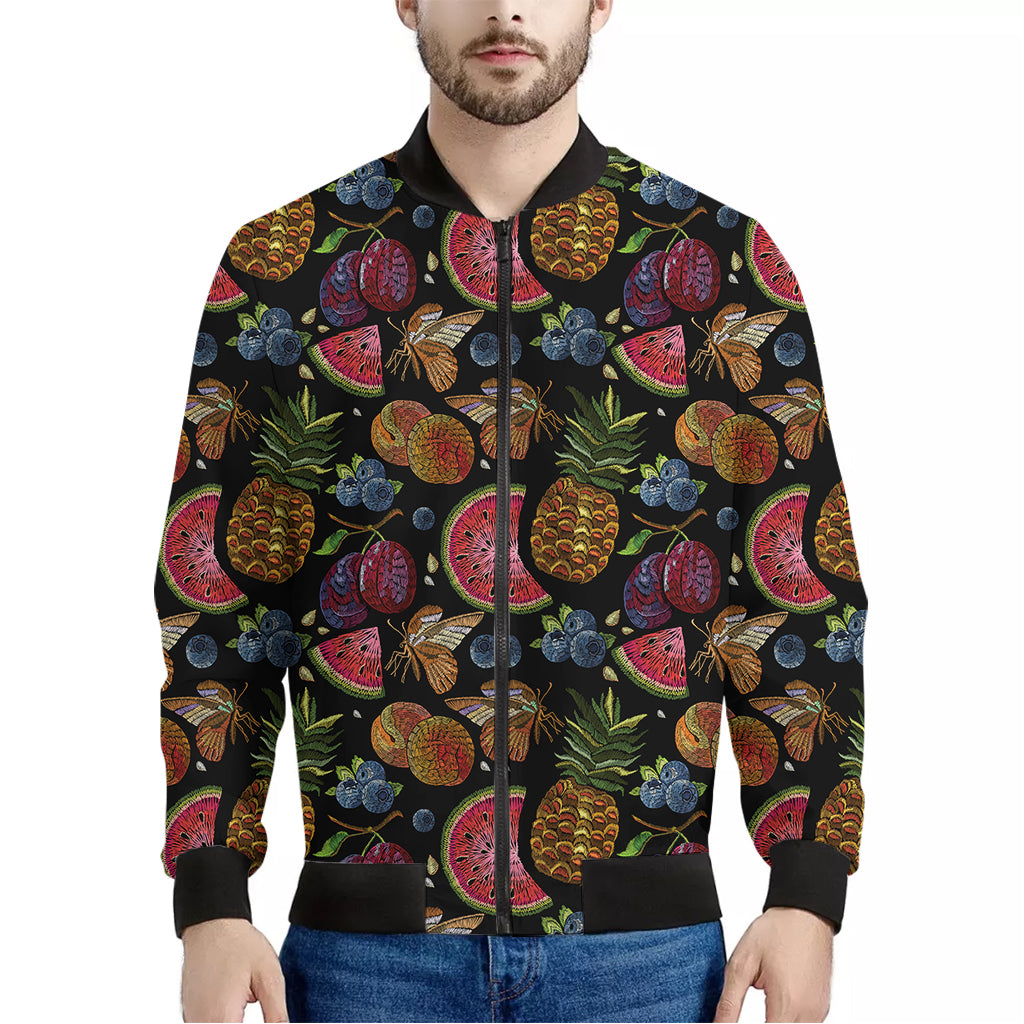 Embroidery Tropical Pattern Print Men's Bomber Jacket