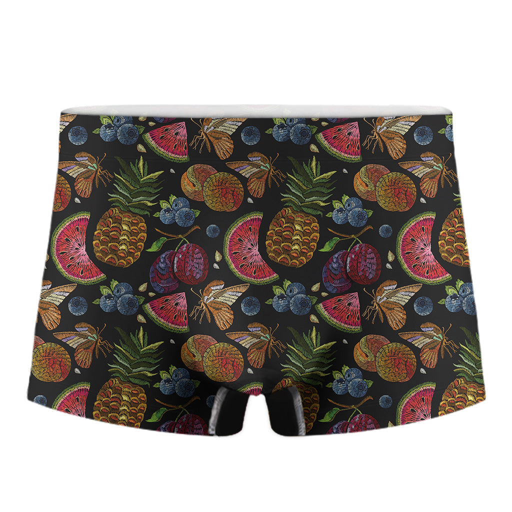 Embroidery Tropical Pattern Print Men's Boxer Briefs