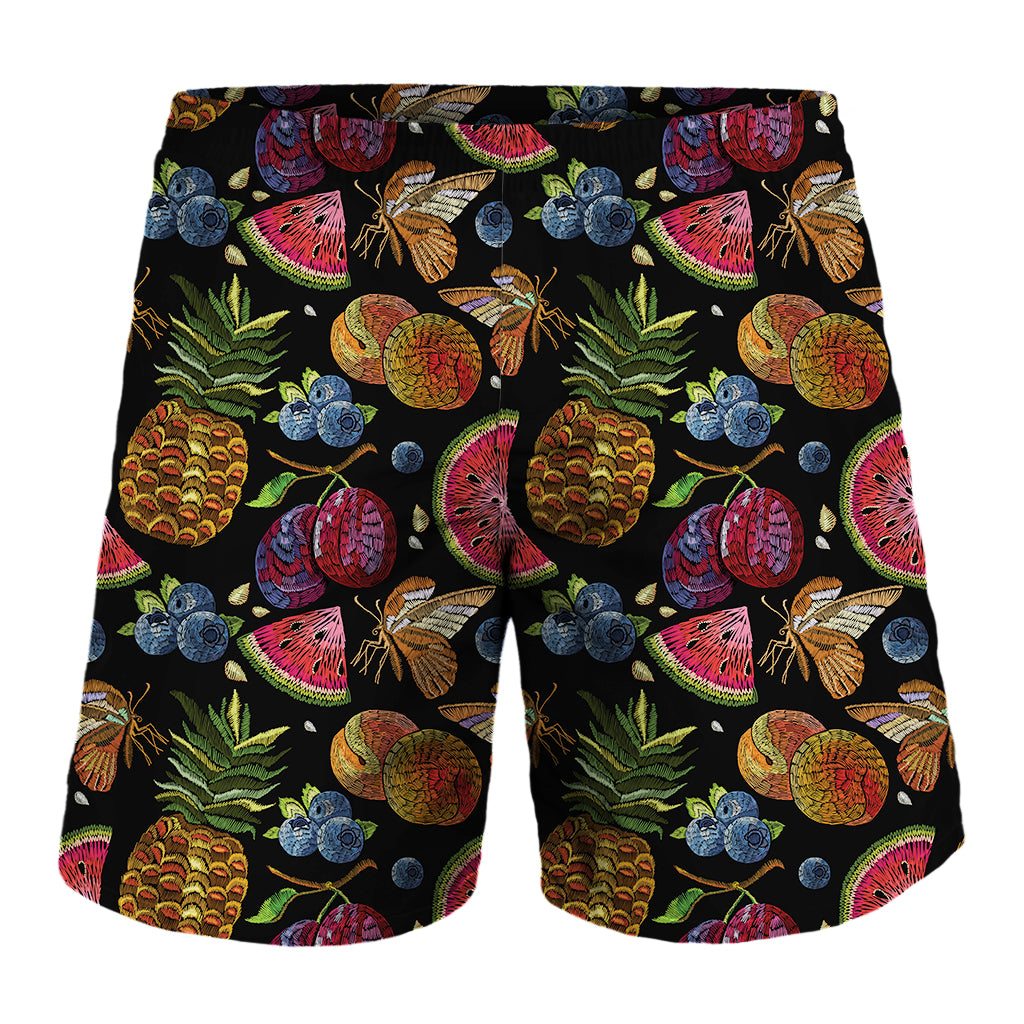 Embroidery Tropical Pattern Print Men's Shorts