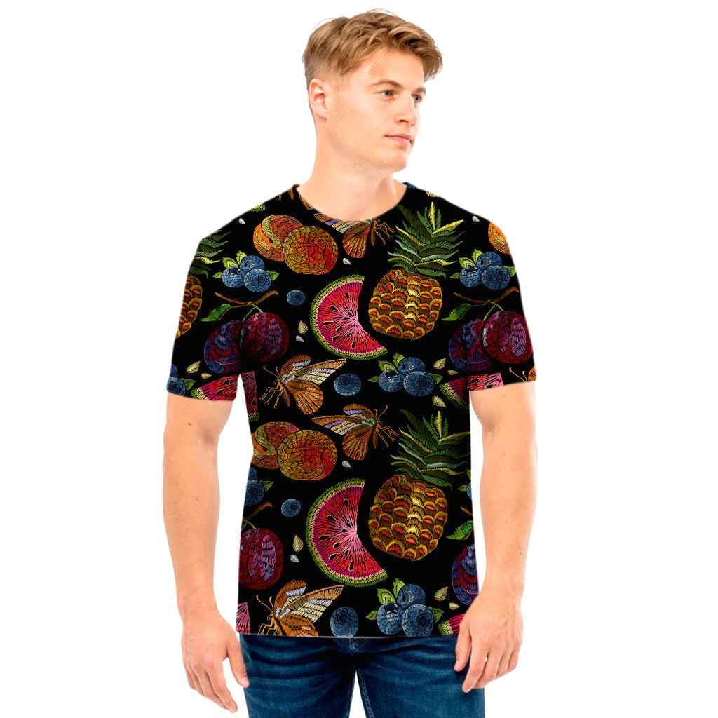 Embroidery Tropical Pattern Print Men's T-Shirt