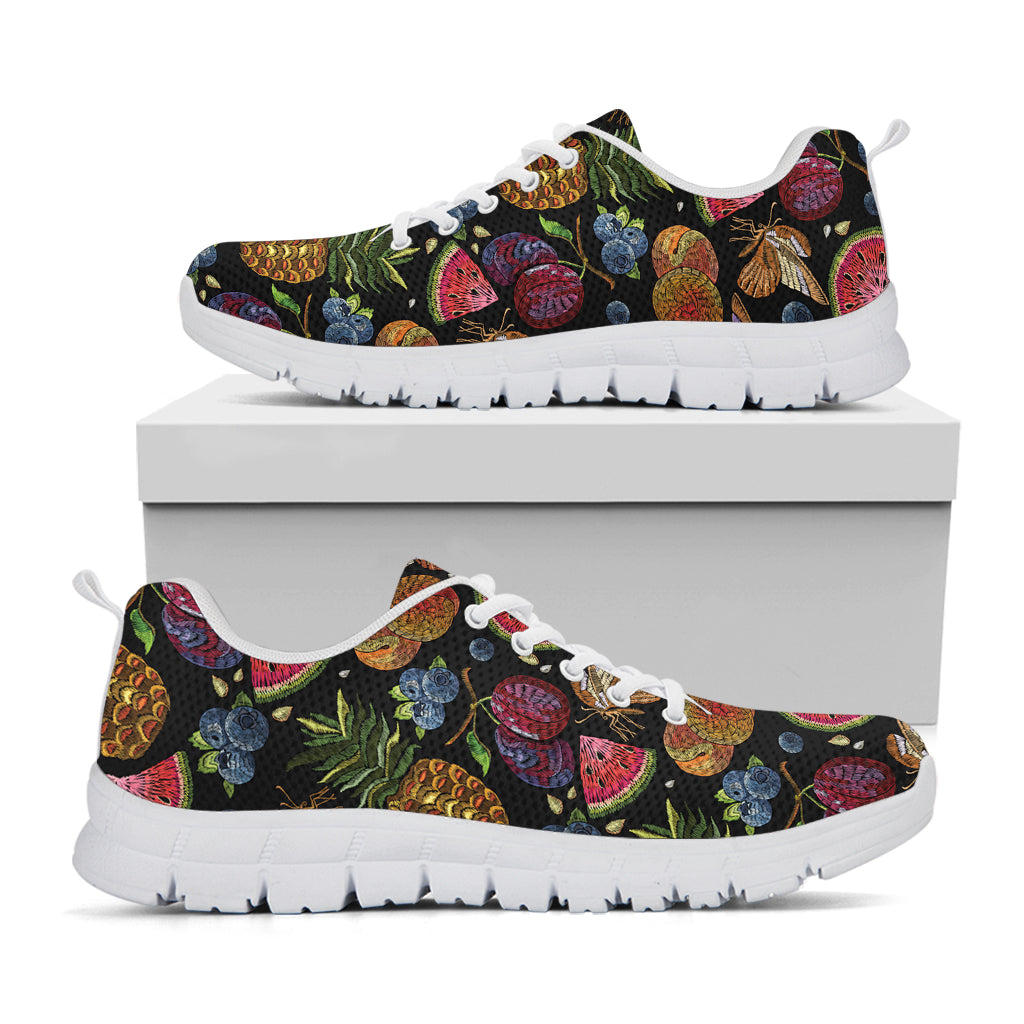 Embroidery Tropical Pattern Print White Sneakers