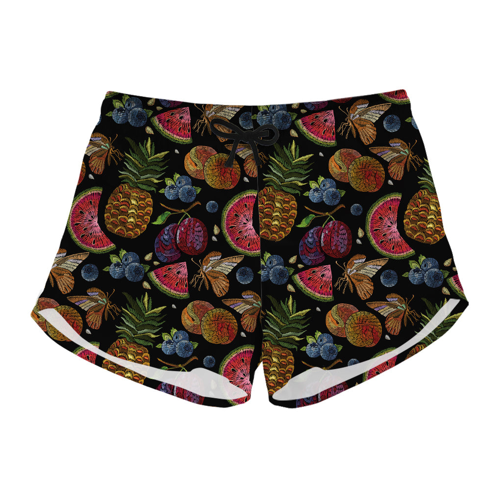 Embroidery Tropical Pattern Print Women's Shorts