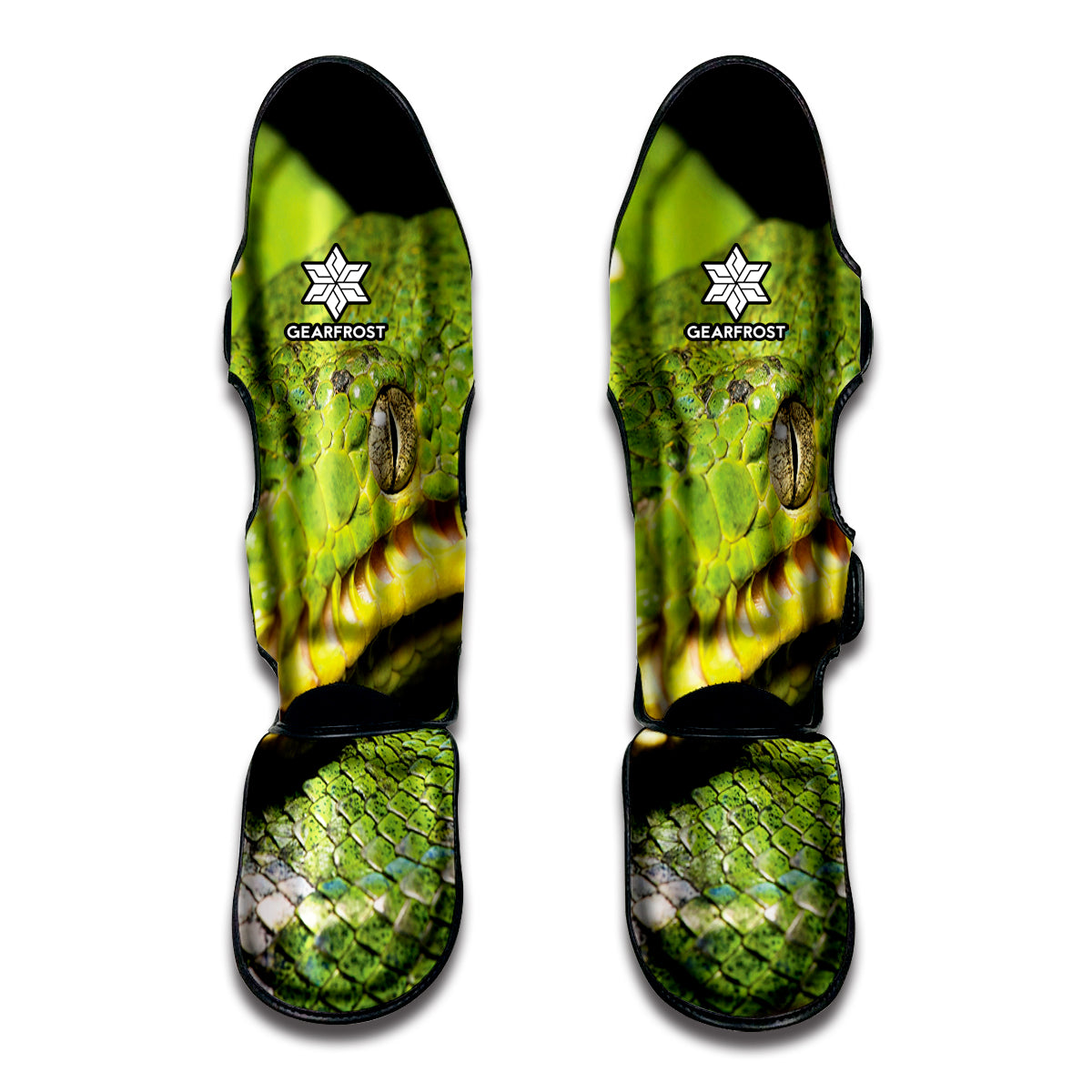 Emerald Tree Boa Snake Print Muay Thai Shin Guards