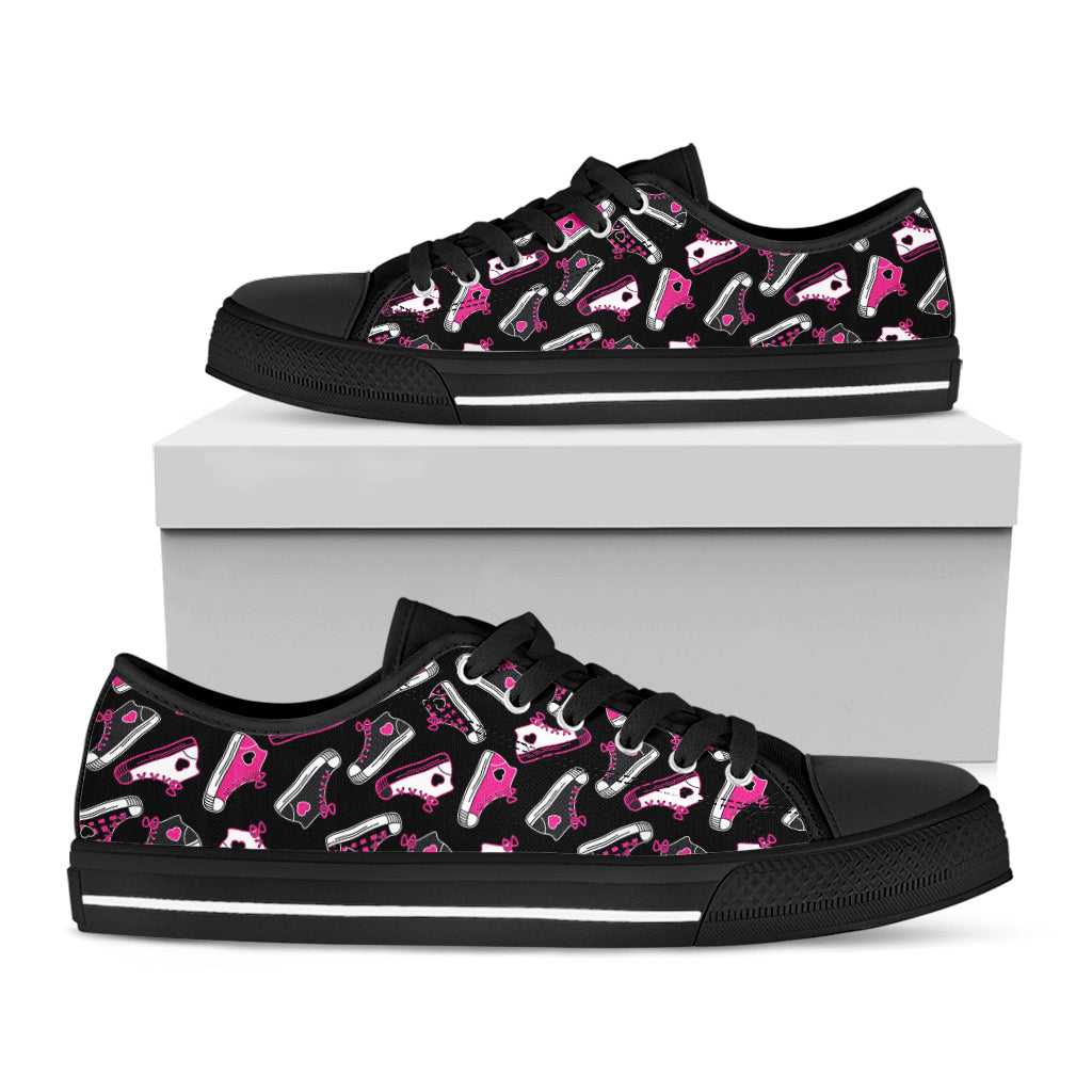 Emo Shoes Pattern Print Black Low Top Shoes