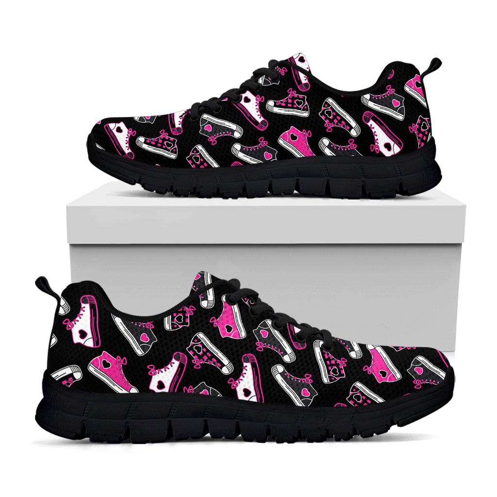 Emo Shoes Pattern Print Black Sneakers