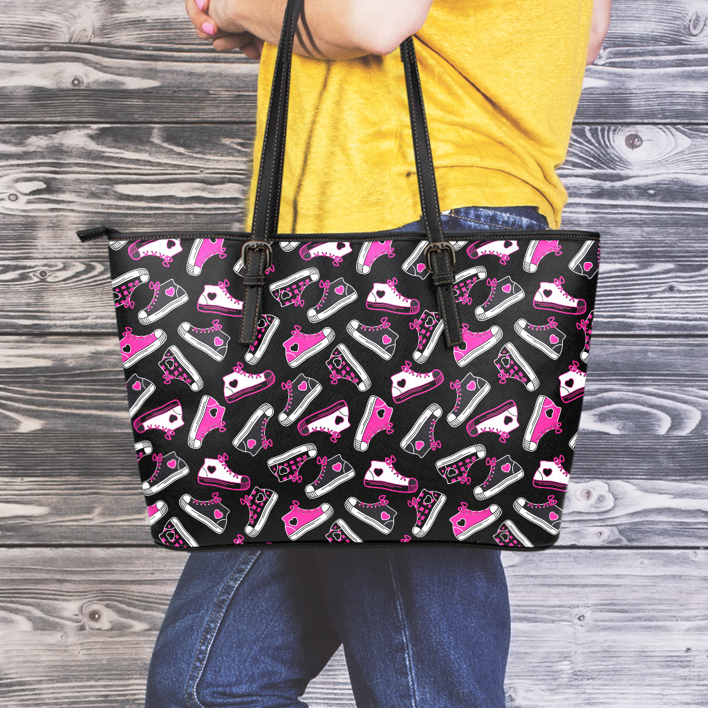 Emo Shoes Pattern Print Leather Tote Bag