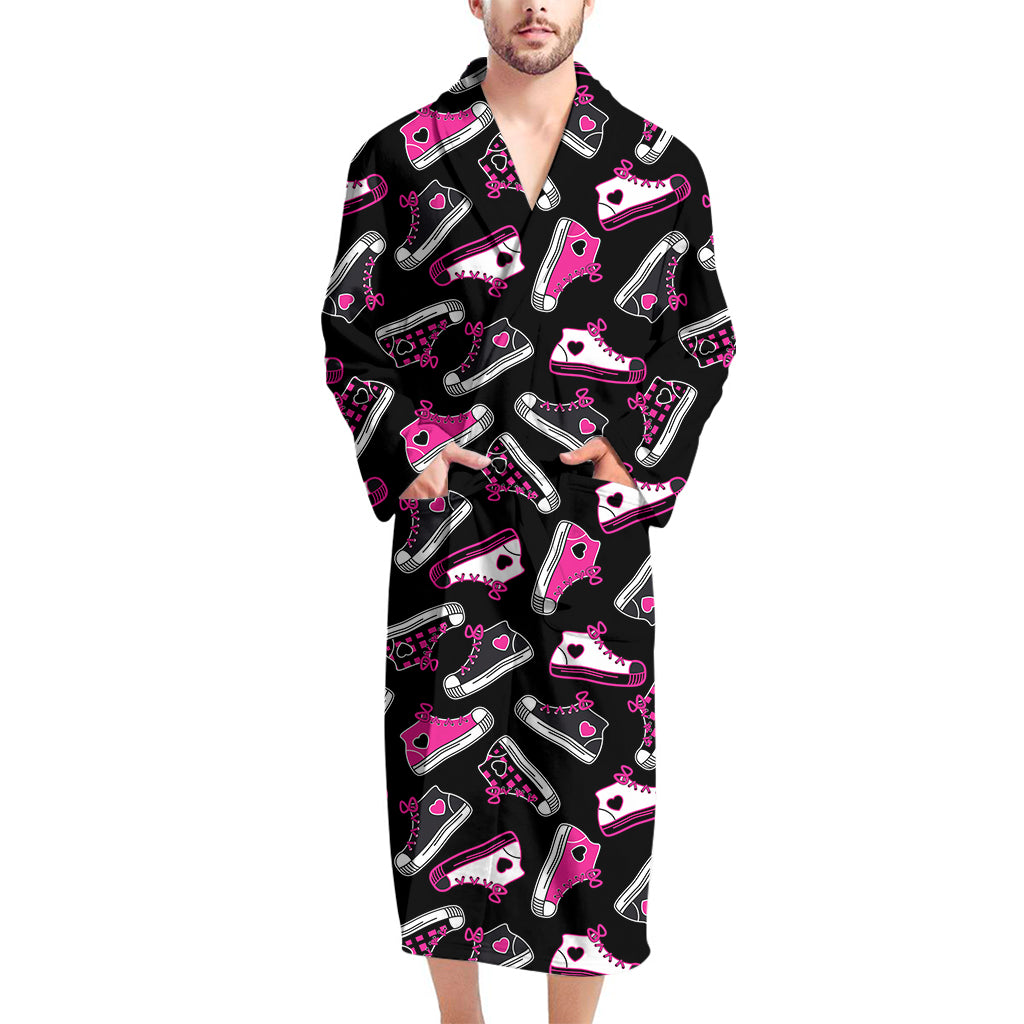 Emo Shoes Pattern Print Men's Bathrobe